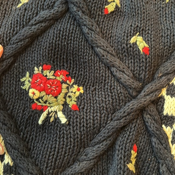 Vintage Chaus Sweater Chunky Cottagecore Fair Isle Embroidered Size Large - Picture 3 of 8